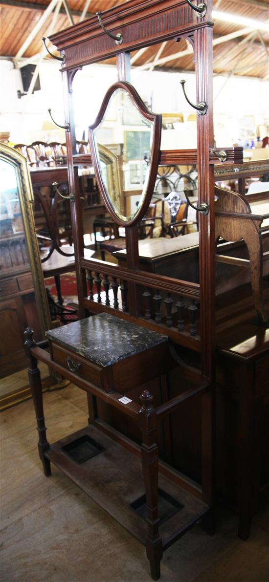 A Victorian mahogany and marble hall stand